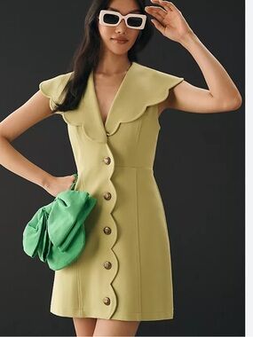 NWT Anthropologie MAEVE  Scalloped Collar Sleeveless Dress size XXS